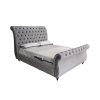Rosslyn Bedframe Velvet Upholstery Grey Colour Tufted Headboard And Footboard Deep Quilting – QUEEN
