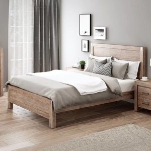 Avon Bed Frame in Solid Wood Veneered Acacia Bedroom Timber Slat – DOUBLE, Oak