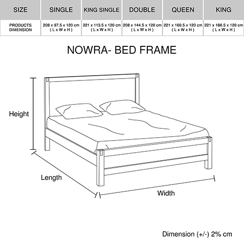 Avon Bed Frame in Solid Wood Veneered Acacia Bedroom Timber Slat – QUEEN, Chocolate