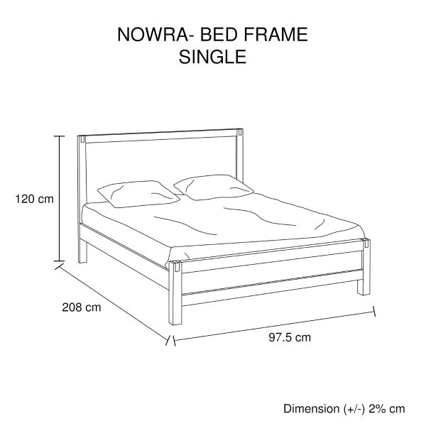 Avon Bed Frame in Solid Wood Veneered Acacia Bedroom Timber Slat – SINGLE, Oak