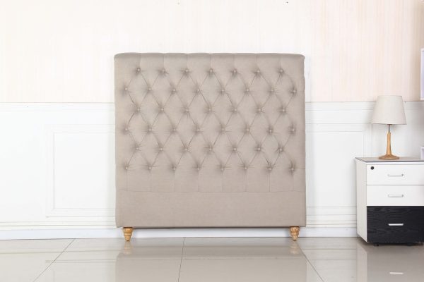 Bed Head French Provincial Headboard Upholsterd Fabric – DOUBLE, Beige