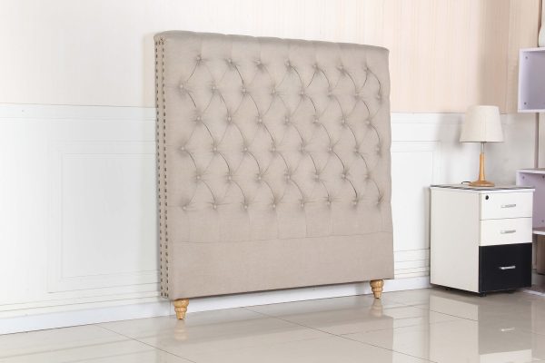 Bed Head French Provincial Headboard Upholsterd Fabric – DOUBLE, Beige