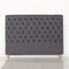 Bed Head French Provincial Headboard Upholsterd Fabric – DOUBLE, Charcoal