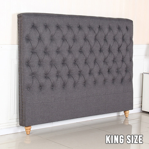 Bed Head French Provincial Headboard Upholsterd Fabric – KING, Charcoal