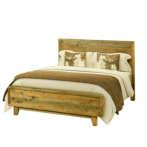 Alpena Wooden Bed Frame in Solid Wood Antique Design Light Brown – DOUBLE