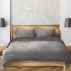 Luxury Flannel Quilt Cover with Pillowcase – QUEEN, Silver and Grey
