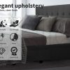 Shaugh Bed Frame Base With Storage Drawer Mattress Wooden Fabric – Dark Grey, DOUBLE