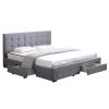 Shaugh Bed Frame Base With Storage Drawer Mattress Wooden Fabric – Grey, DOUBLE