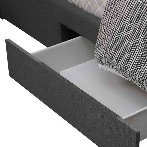 Shaugh Bed Frame Base With Storage Drawer Mattress Wooden Fabric – KING, Grey