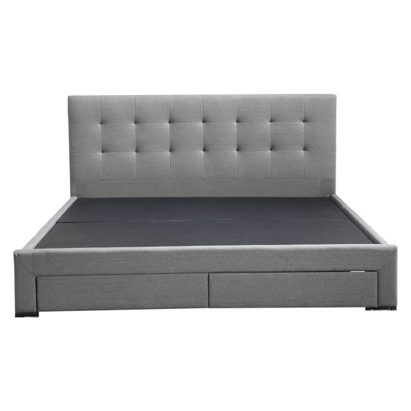 Shaugh Bed Frame Base With Storage Drawer Mattress Wooden Fabric – QUEEN, Grey