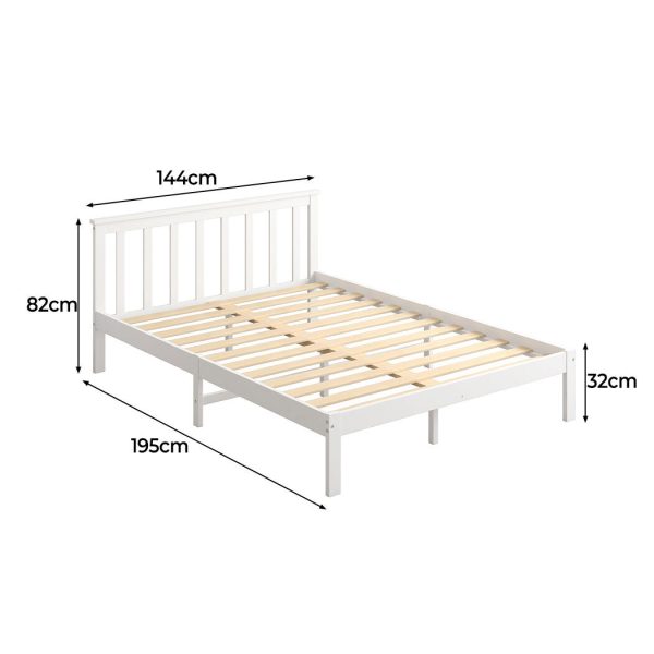 Amesbury Wooden Bed Frame Full Size Mattress Base Timber – DOUBLE, White