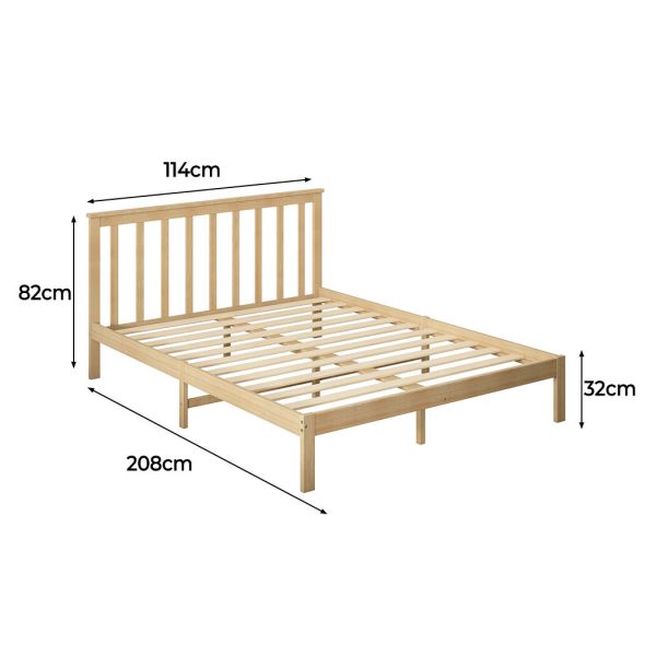Amesbury Wooden Bed Frame Full Size Mattress Base Timber – KING SINGLE, Natural