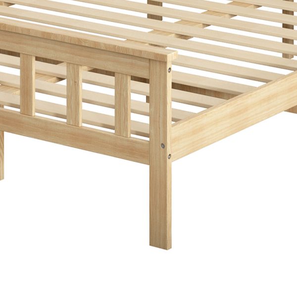 Adelphi Wooden Bed Frame Mattress Base Solid Timber Pine Wood – QUEEN, Natural