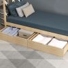2x Bed Frame Storage Drawers Wooden Timber Trundle For Bed Frame Base – Natural