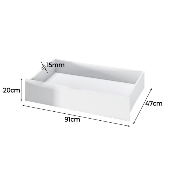 2x Bed Frame Storage Drawers Wooden Timber Trundle For Bed Frame Base – White
