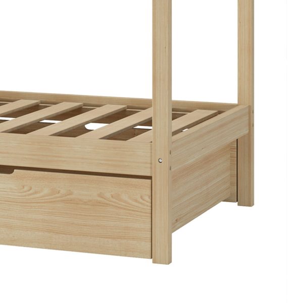 Bay Bed Frame Wooden Single Timber House Frame Mattress Base Storage Drawers
