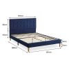 Kioloa Bed Frame Double Size Mattress Base Platform Wooden Velevt Headboard Blue