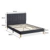 Bed Frame Mattress Base Platform Wooden Velevt Headboard – DOUBLE, Grey