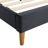 Bed Frame Mattress Base Platform Wooden Velevt Headboard – DOUBLE, Grey