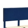 Nurom Bed Frame Mattress Base Platform Wooden Velevt Headboard – DOUBLE, Blue