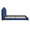 Adwick Bed Frame Mattress Base Platform Wooden Velevt Headboard – DOUBLE, Blue