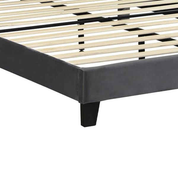 Parilla Bed Frame Mattress Base Platform Wooden Velevt Headboard – DOUBLE, Grey