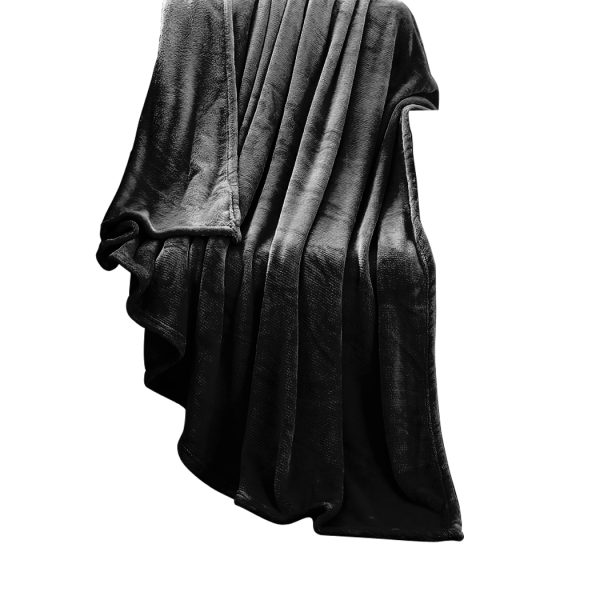 320GSM Ultra Soft Mink Blanket Warm Throw – 220 x 160 cm, Black