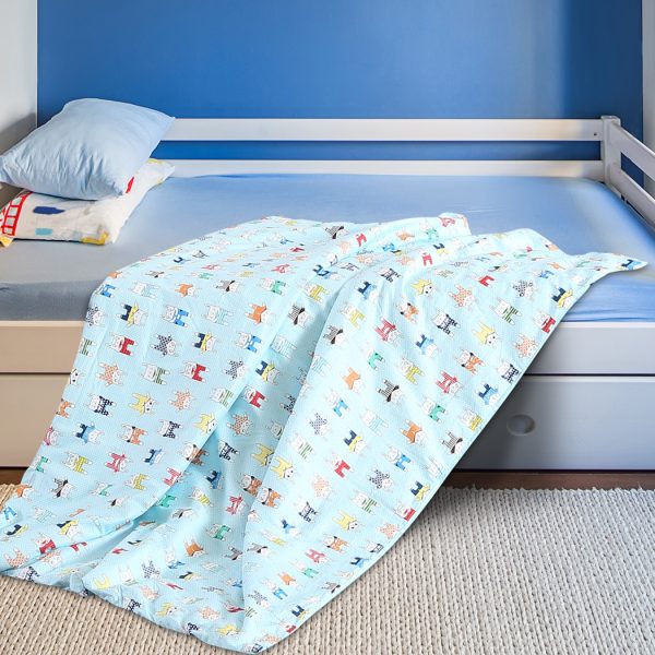Kids Warm Weighted Blanket Lap Pad Cartoon Print Cover Study At Home – Blue