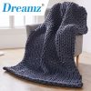 Knitted Weighted Blanket Chunky Bulky Knit Throw Blanket – Dark Grey, 6.5 KG