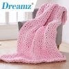 Knitted Weighted Blanket Chunky Bulky Knit Throw Blanket – Pink, 6.5 KG