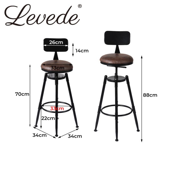 Industrial Bar Stools Kitchen Stool PU Leather Barstools Swivel Chair – 1