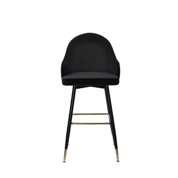 2x Bar Stools Stool Kitchen Chairs Swivel Velvet Barstools Vintage – Black