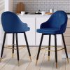 2x Bar Stools Stool Kitchen Chairs Swivel Velvet Barstools Vintage – Blue