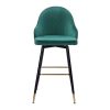 2x Bar Stools Stool Kitchen Chairs Swivel Velvet Barstools Vintage – Green