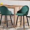 2x Bar Stools Stool Kitchen Chairs Swivel Velvet Barstools Vintage – Green