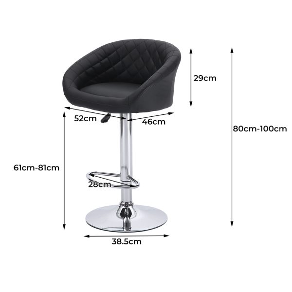 2x Bar Stools Stool Kitchen Chairs Swivel PU Leather Metal Furniture Black