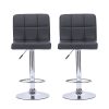 2x Bar Stools Stool Kitchen Chairs Swivel PU Leather Metal Industrial Black