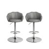 2x Bar Stools Kitchen Gas Lift Stool Chair Swivel Barstools Leather Grey