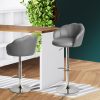 2x Bar Stools Kitchen Gas Lift Stool Chair Swivel Barstools Leather Grey