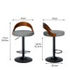 1x Bar Stools Kitchen Gas Lift Wooden Beech Stool Chair Swivel Barstools – Black and Grey