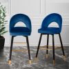 2x Bar Stools Kitchen Stool Chairs Velvet Swivel Barstools Luxury – Blue