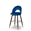 2x Bar Stools Kitchen Stool Chairs Velvet Swivel Barstools Luxury – Blue