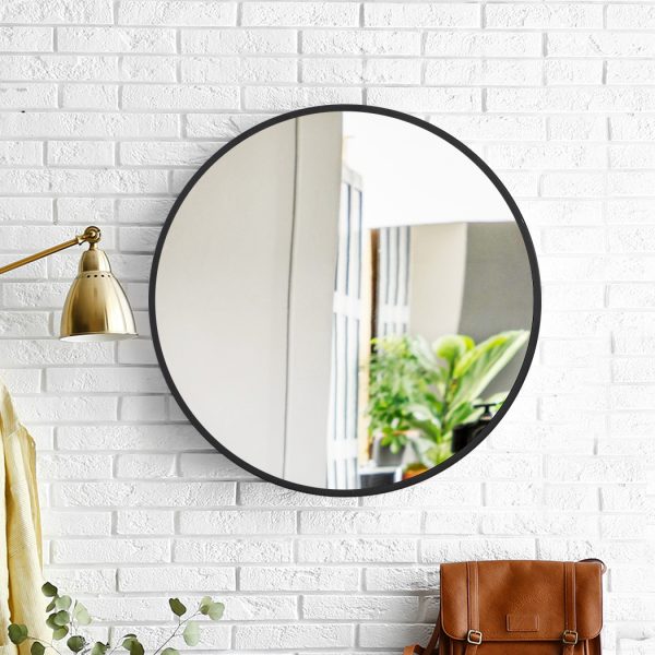 Wall Mirror Round Shaped Bathroom Makeup Mirrors Smooth Edge – 60 cm
