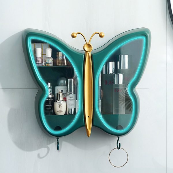 Butterfly Shape Wall-Mounted Makeup Organiser Dustproof Waterproof Bathroom Storage Box Home Decor