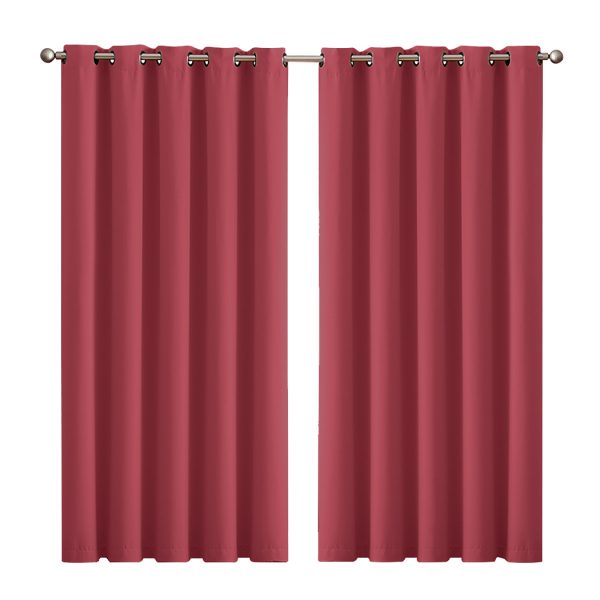2x Blockout Curtains Panels 3 Layers Eyelet Room Darkening – 180 x 230 cm, Burgundy