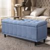 Storage Ottoman Blanket Box Fabric Rest Chest Toy Foot Stool Bed Bench – Blue