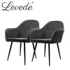 2x Dining Chairs Kitchen Steel Chair Velvet Removable Cushion Seat Covers – Dark Grey