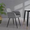 2x Dining Chairs Kitchen Steel Chair Velvet Removable Cushion Seat Covers – Grey