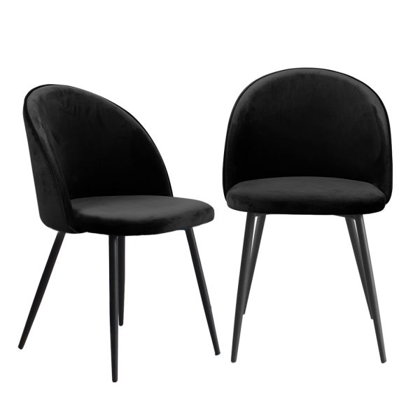 2x Dining Chairs Seat French Provincial Kitchen Lounge Chair – Black