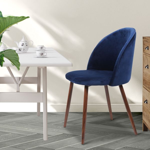 2x Dining Chairs Seat French Provincial Kitchen Lounge Chair – Navy